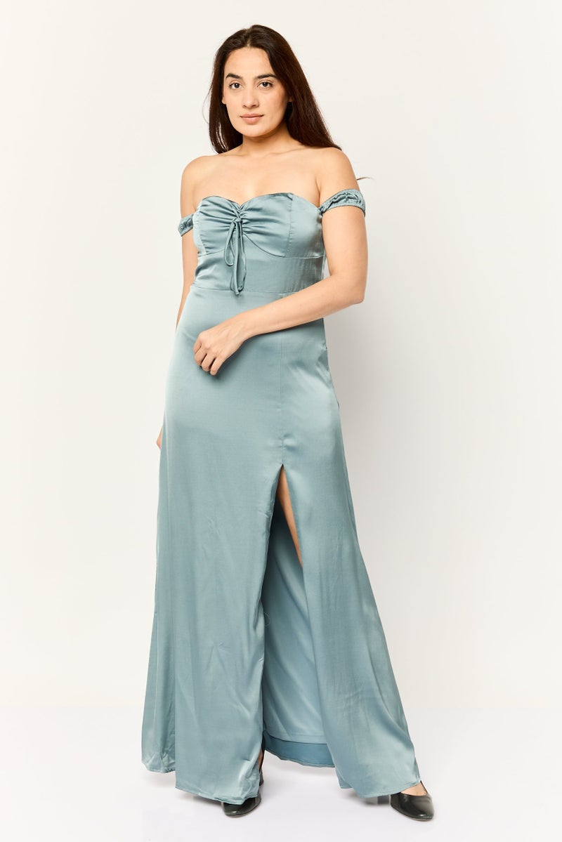 Lulus Women Plain Wedding Guest Maxi Dress, Aegean Teal - Image 1