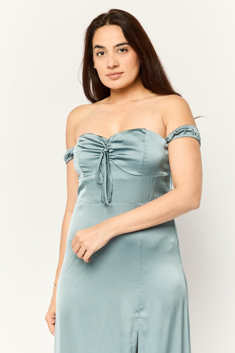 Lulus فستان ماكسي ضيف زفاف بسيط للنساء، لون أجيان تيل - Image 2