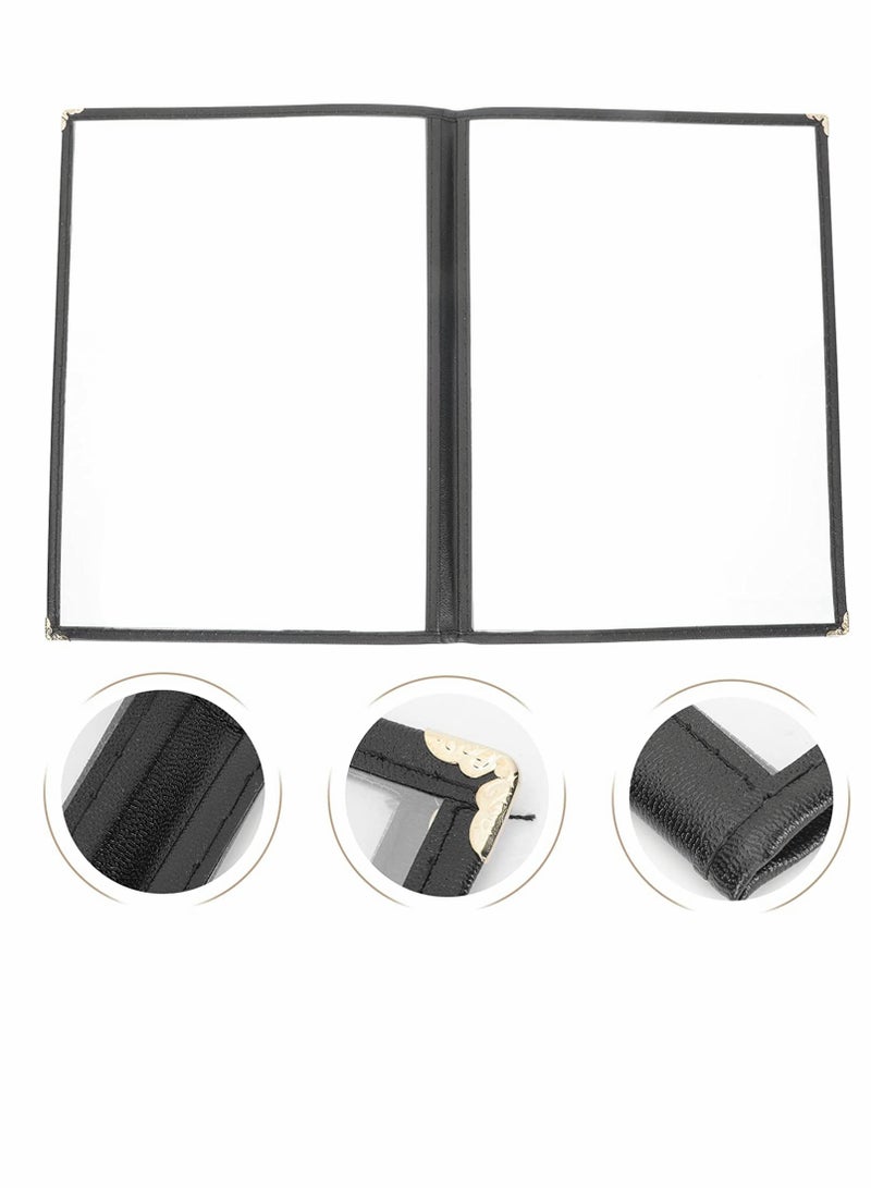 SYOSI Menu Covers Transparent Menu Covers with Leather Trim and Decorative Corners Restaurant A4 Size Paper for Restaurant Bar 2 View  - Image 1