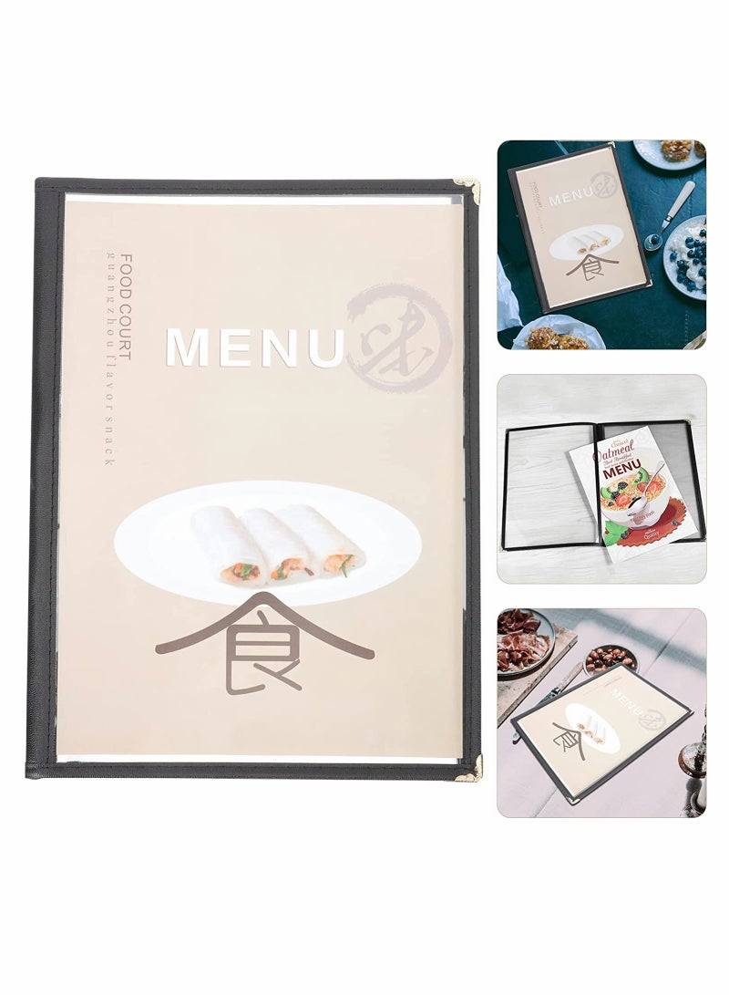 SYOSI Menu Covers Transparent Menu Covers with Leather Trim and Decorative Corners Restaurant A4 Size Paper for Restaurant Bar 2 View  - Image 2