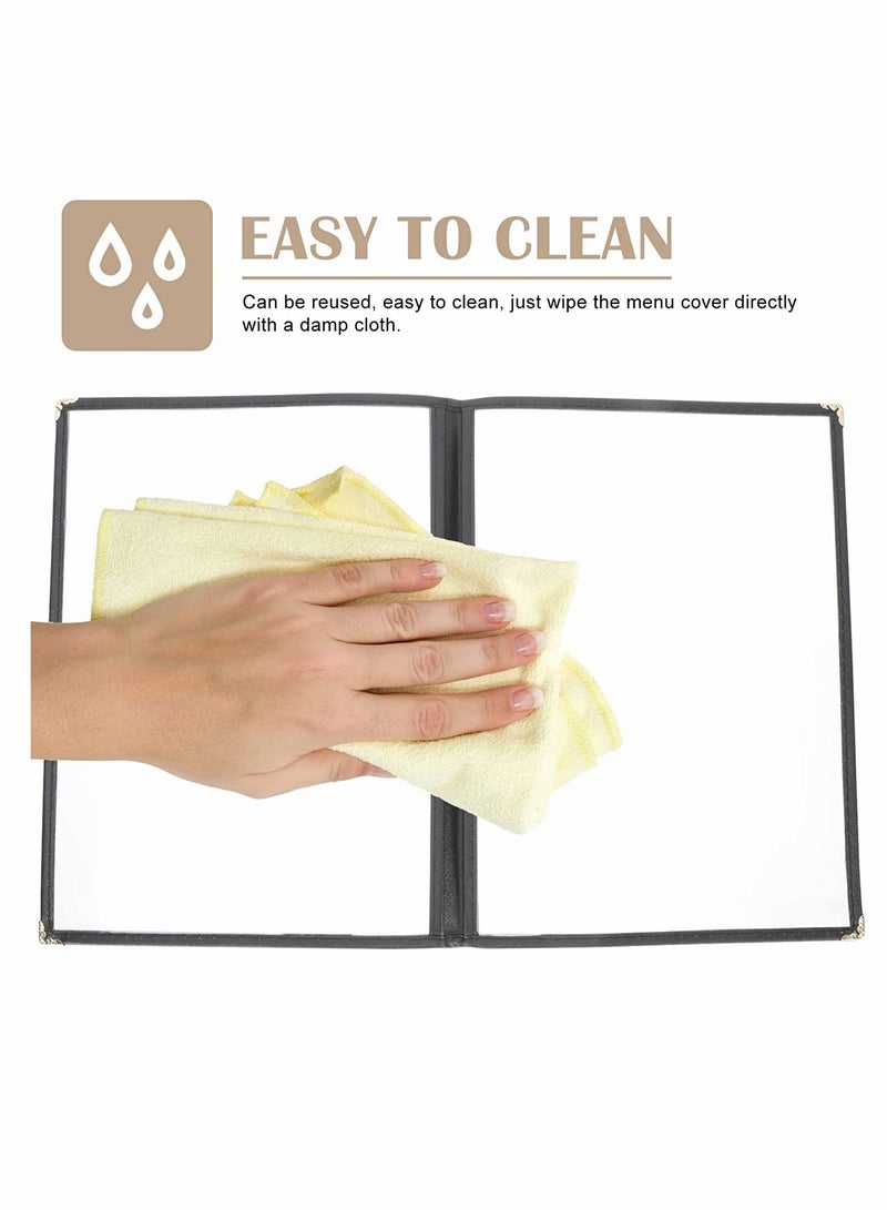 SYOSI Menu Covers Transparent Menu Covers with Leather Trim and Decorative Corners Restaurant A4 Size Paper for Restaurant Bar 2 View  - Image 3