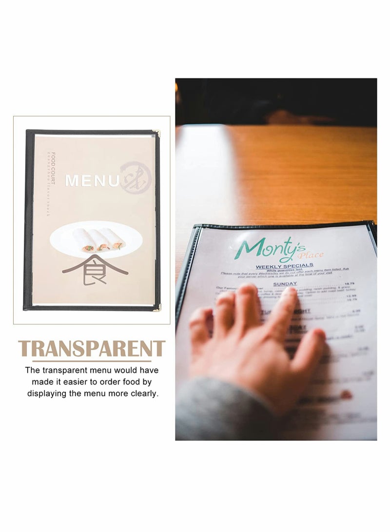 SYOSI Menu Covers Transparent Menu Covers with Leather Trim and Decorative Corners Restaurant A4 Size Paper for Restaurant Bar 2 View  - Image 5