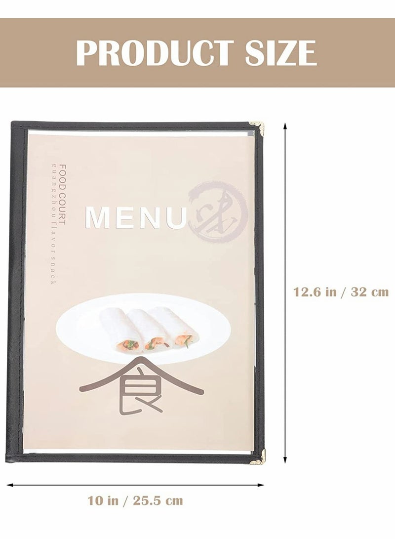 SYOSI Menu Covers Transparent Menu Covers with Leather Trim and Decorative Corners Restaurant A4 Size Paper for Restaurant Bar 2 View  - Image 4
