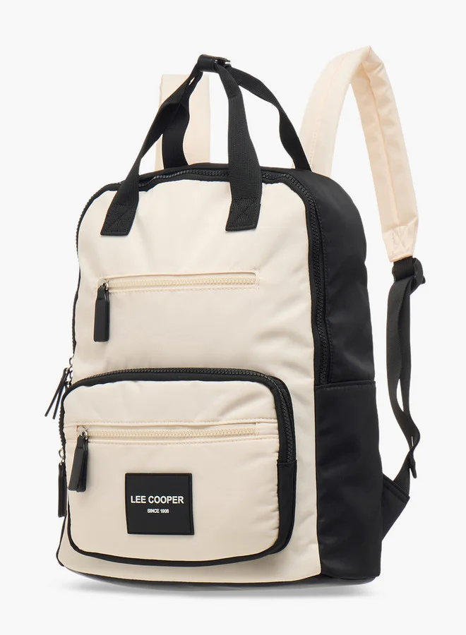 Lee Cooper Colourblock School Backpack with Adjustable Straps and Zip Closure - 31x13x38 cm