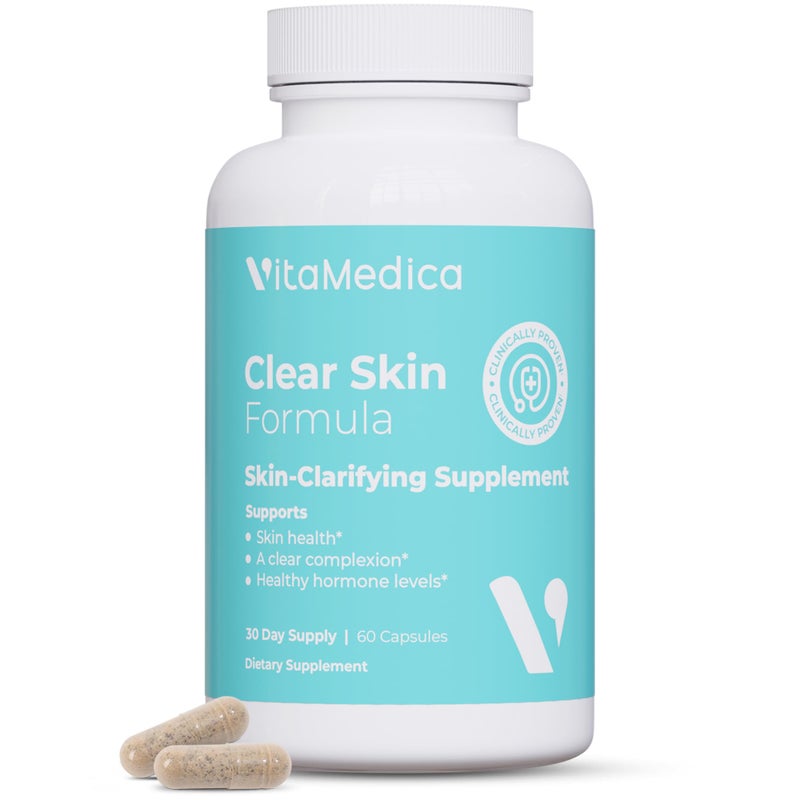 VitaMedica Clear Skin Vitamin Formula | Noncystic Acne Supplement for Skin Clearing | Clear Complexion for Women and Men | Vitamins A, C, E, Selenium, Chromium, and Zinc for Skin Health | 60 Count - Image 1
