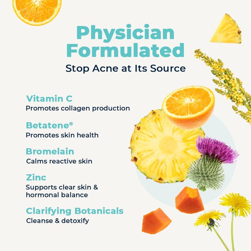 VitaMedica Clear Skin Vitamin Formula | Noncystic Acne Supplement for Skin Clearing | Clear Complexion for Women and Men | Vitamins A, C, E, Selenium, Chromium, and Zinc for Skin Health | 60 Count - Image 5