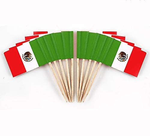 Javd Cyps 100 Pcs Mexico Flag Mexican Toothpick Flags  Small Mini Stick Cupcake Toppers Mexican Flags Country Picks Party Decoration Celebration Cocktail Food Bar Cake Flags