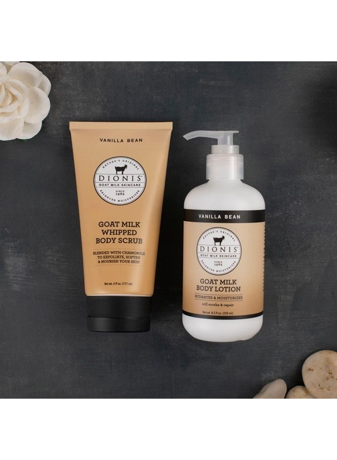 Dionis Goat Milk Skincare Vanilla Bean Scented Whipped Body Scrub & Lotion Gift Set - Moisturize & Restore All Skin Types - Gentle Chamomile Blended Exfoliating Sugar Scrub & Hydrating Body Cream Set,  - Image 2