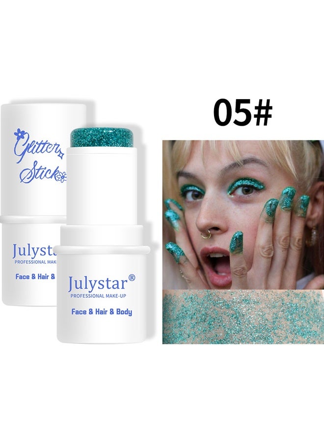Julystar Glitter Stick, Shimmery& Long Lasting, Hair Eyeshadow Face Body Glitter, Singer Concert Music Rave Festival, Glitter Stick Makeup & Face Glitter Gel for Women Men #05 - Image 2
