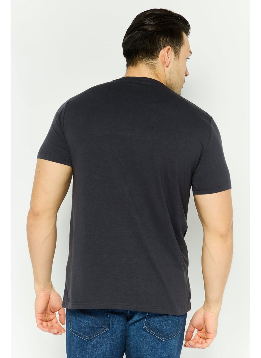 CERRUTI 1881 - Men Crew Neck Short Sleeves Brand Logo T-Shirt, Dark Grey - Image 1