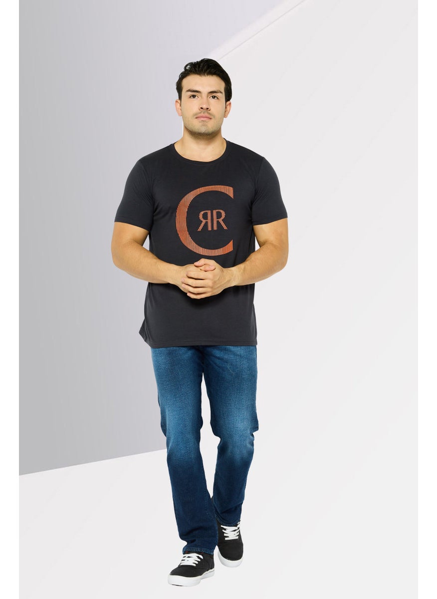 CERRUTI 1881 - Men Crew Neck Short Sleeves Brand Logo T-Shirt, Dark Grey - Image 1