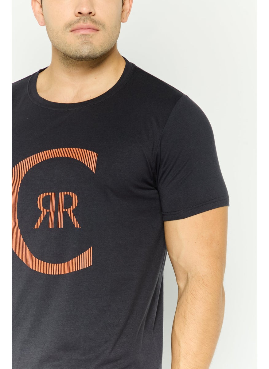 CERRUTI 1881 - Men Crew Neck Short Sleeves Brand Logo T-Shirt, Dark Grey - Image 1