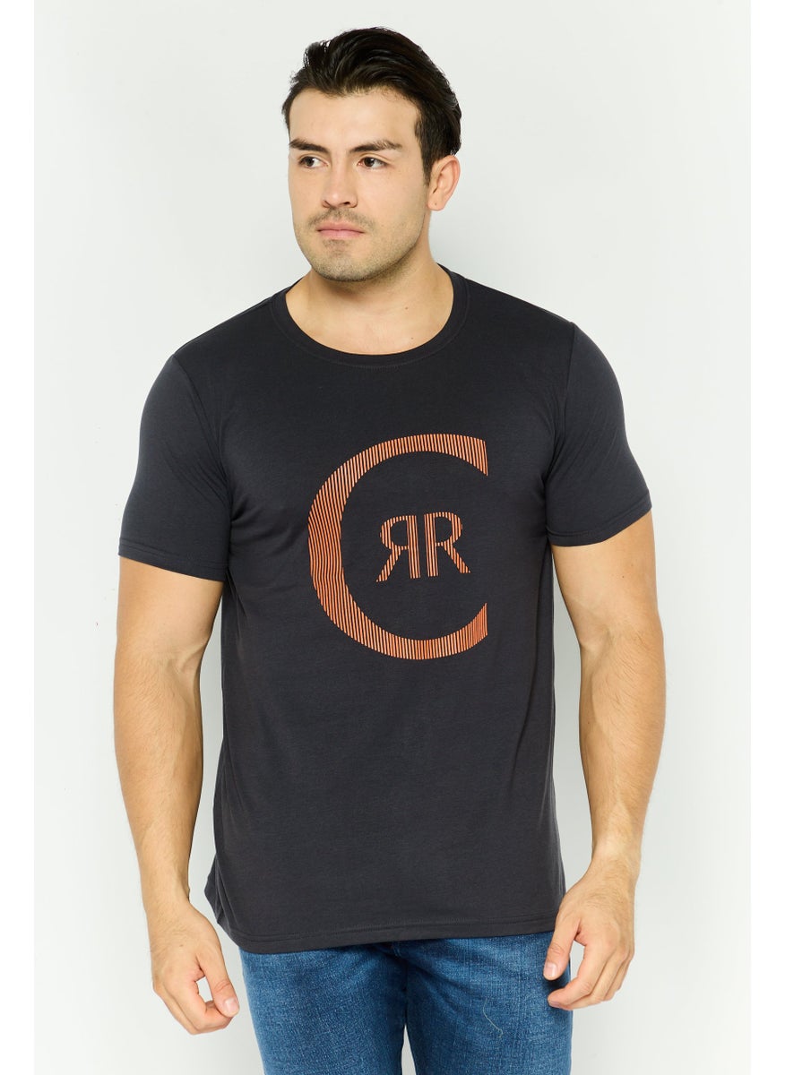 CERRUTI 1881 - Men Crew Neck Short Sleeves Brand Logo T-Shirt, Dark Grey - Image 1