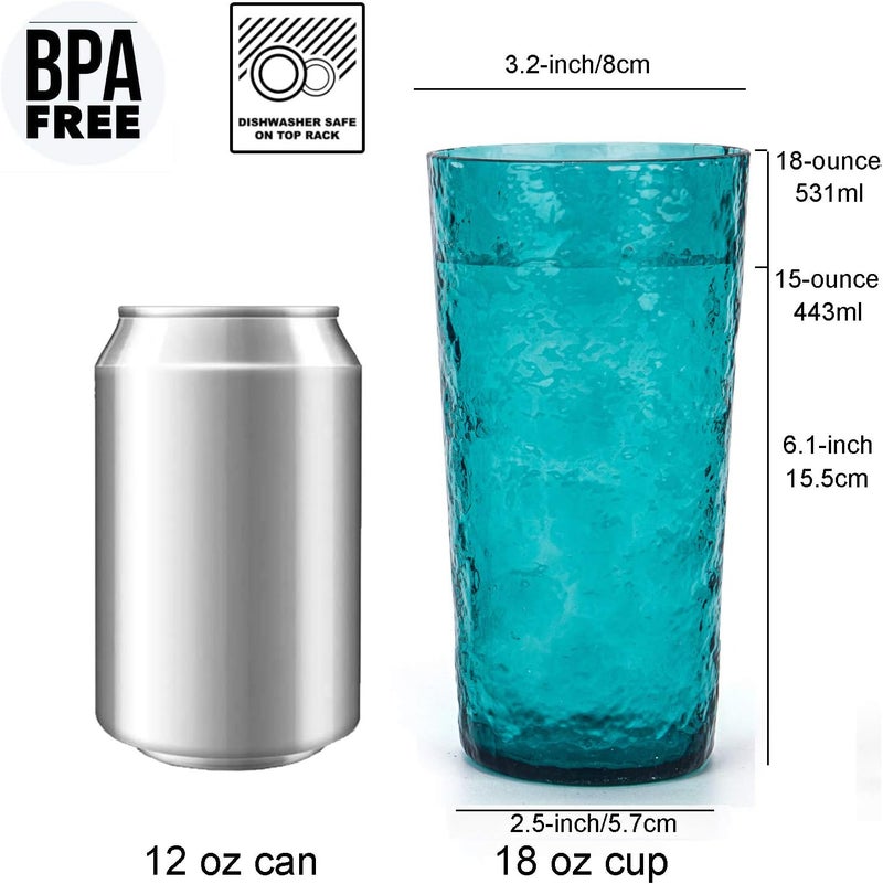 KX-WARE KXWARE 18ounce Acrylic Highball Glasses Plastic Tumbler set of 8 Turquoise - Image 2