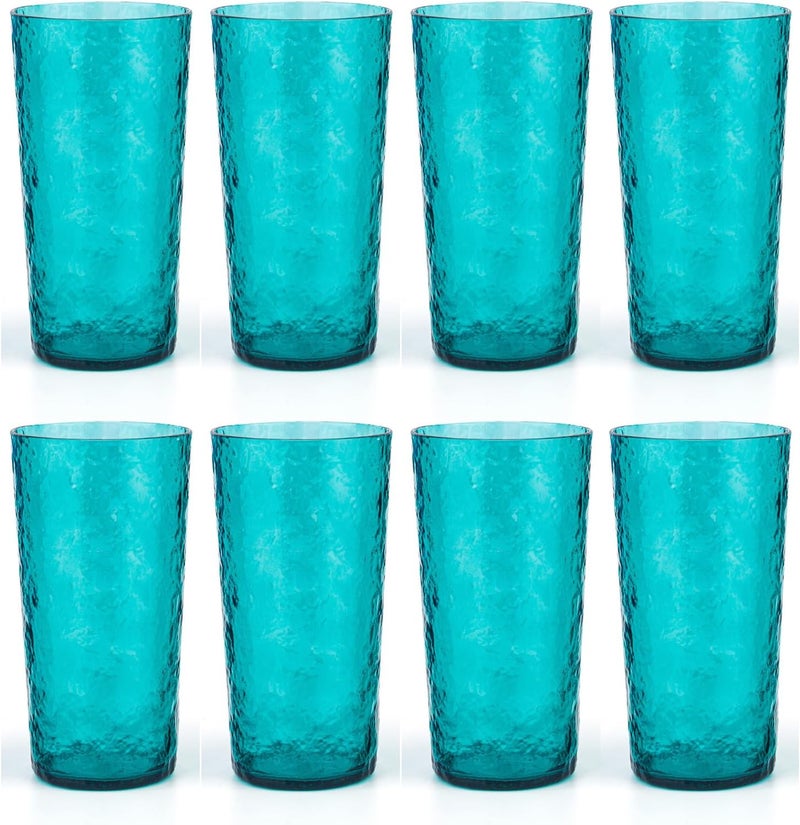 KX-WARE KXWARE 18ounce Acrylic Highball Glasses Plastic Tumbler set of 8 Turquoise - Image 1