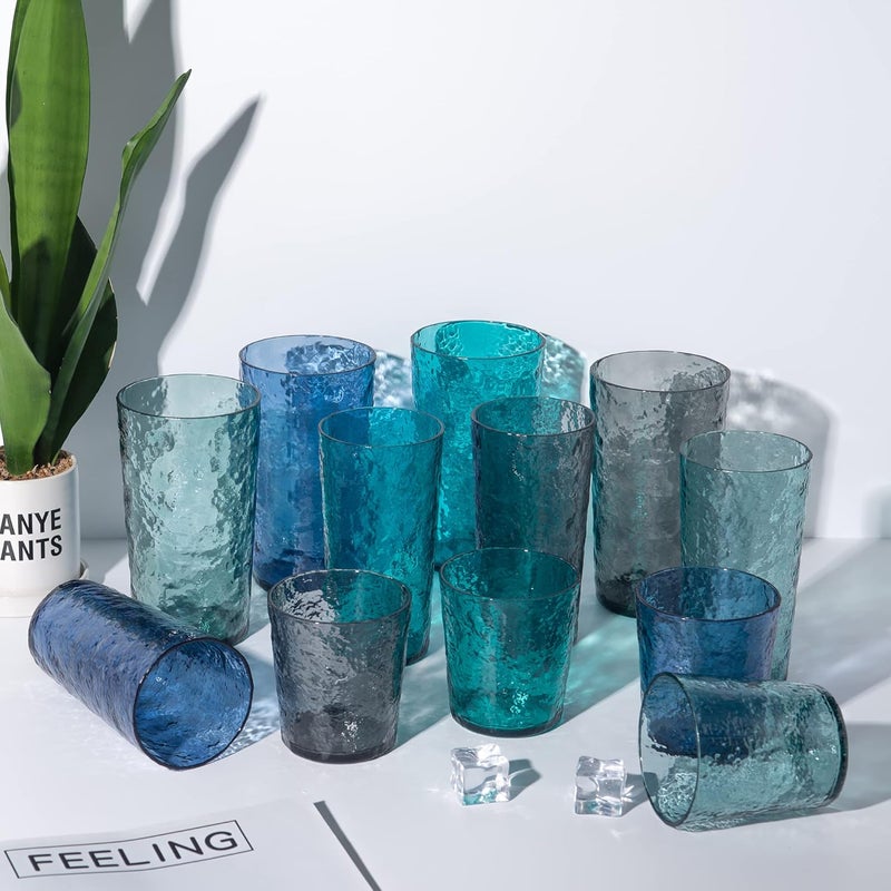 KX-WARE KXWARE 18ounce Acrylic Highball Glasses Plastic Tumbler set of 8 Turquoise - Image 5