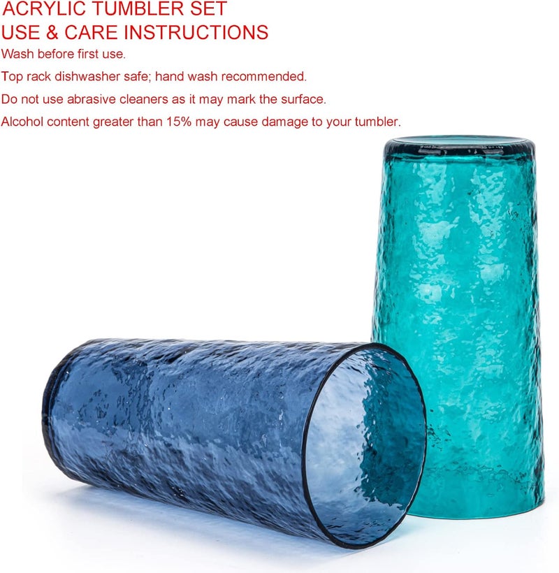 KX-WARE KXWARE 18ounce Acrylic Highball Glasses Plastic Tumbler set of 8 Turquoise - Image 3