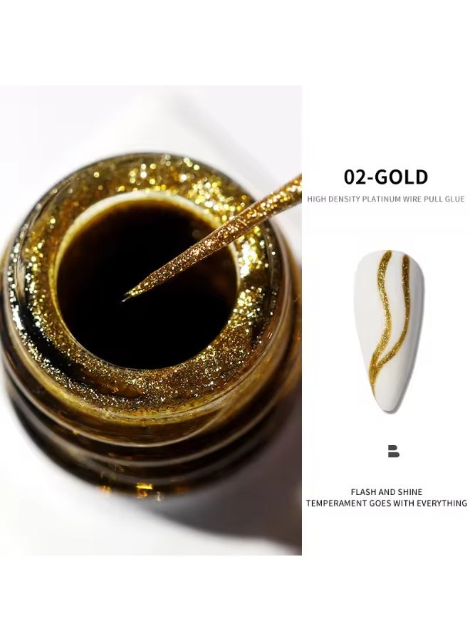 COWSAR جل تحديد ورسم الأظافر المعدني 10 مل – جل فن أظافر بتأثير كروم مرآة ثلاثي الأبعاد، جل رسم دقيق بخطوط رفيعة، طلاء أظافر معدني فضي/ذهبي/ذهبي وردي - Image 1