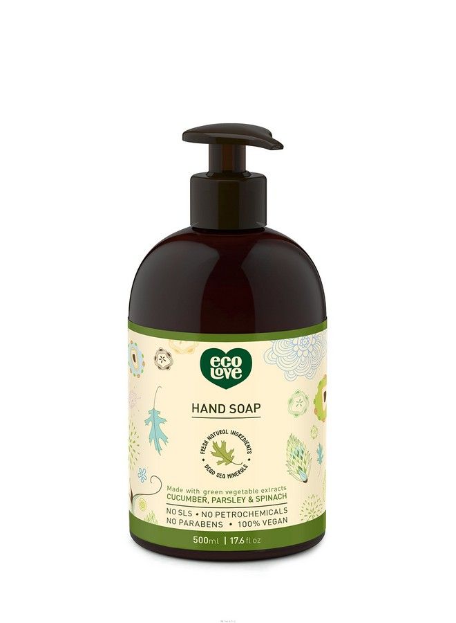 ecoLove Natural And Organic Liquid Hand Soap Organic Cucumber Spinach & Parsley No Sls Or Parabens Vegan And Crueltyfree Hand Soap 17.6 Oz - Image 2