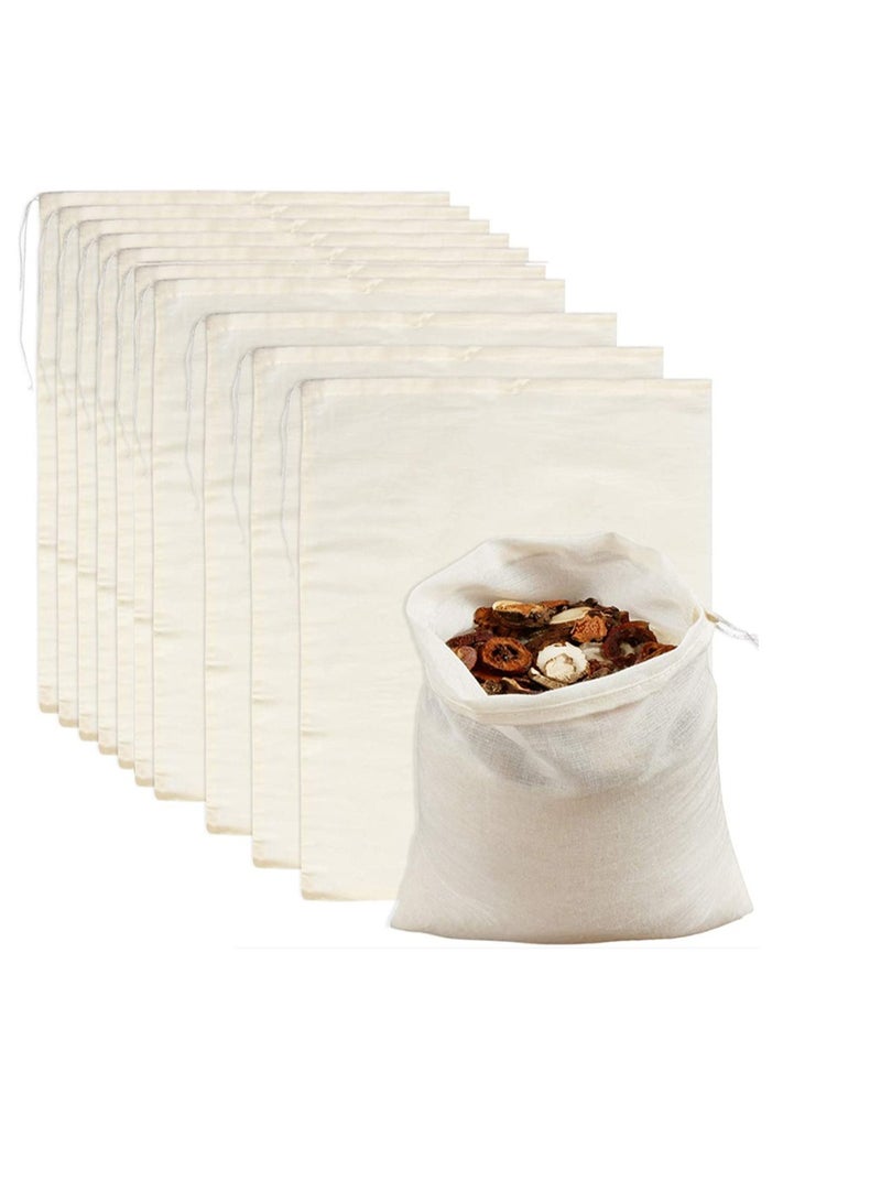 Luckam Filter Bag, Cheesecloth Bags Reusable, 10 Pieces Cheese Cloths for Straining, Cotton Muslin Bags Unbleached for Herbs Tea Coffee Cooking Brewing Straining (8 x 12 Inch) - Image 1