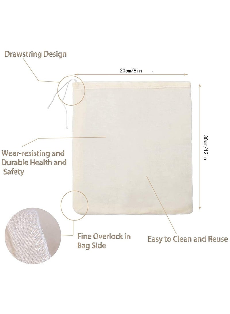 Luckam Filter Bag, Cheesecloth Bags Reusable, 10 Pieces Cheese Cloths for Straining, Cotton Muslin Bags Unbleached for Herbs Tea Coffee Cooking Brewing Straining (8 x 12 Inch) - Image 2