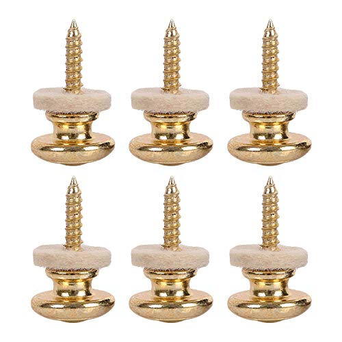 Kasteco 6 Pieces Mushrooms Head Guitar Strap Buttons Strap Locks Chrome (Gold) - Image 1