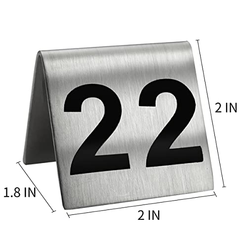 Kaimex 1-25 Stainless Steel Number Tent Table Number for Restaurants Cafes Bars 2"x2" Black - Image 2