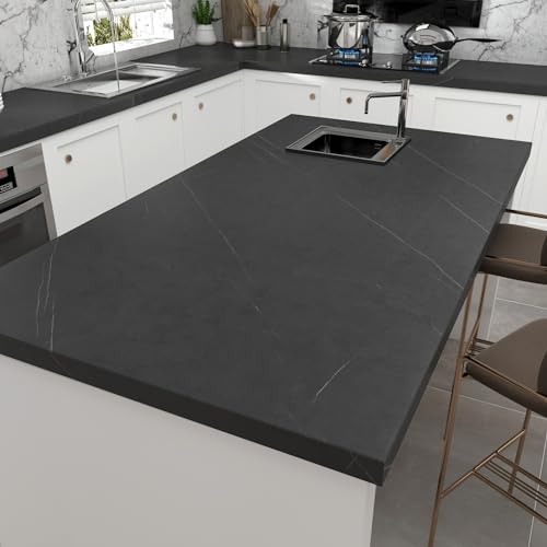 Decotalk 30"x400" Black Marble Contact Paper, Countertop Contact Paper Black, Black Countertop Marble Contact Paper Peel and Stick, Black Marble Wallpaper Removable, Marble Contact Paper for Kitchen - Image 3