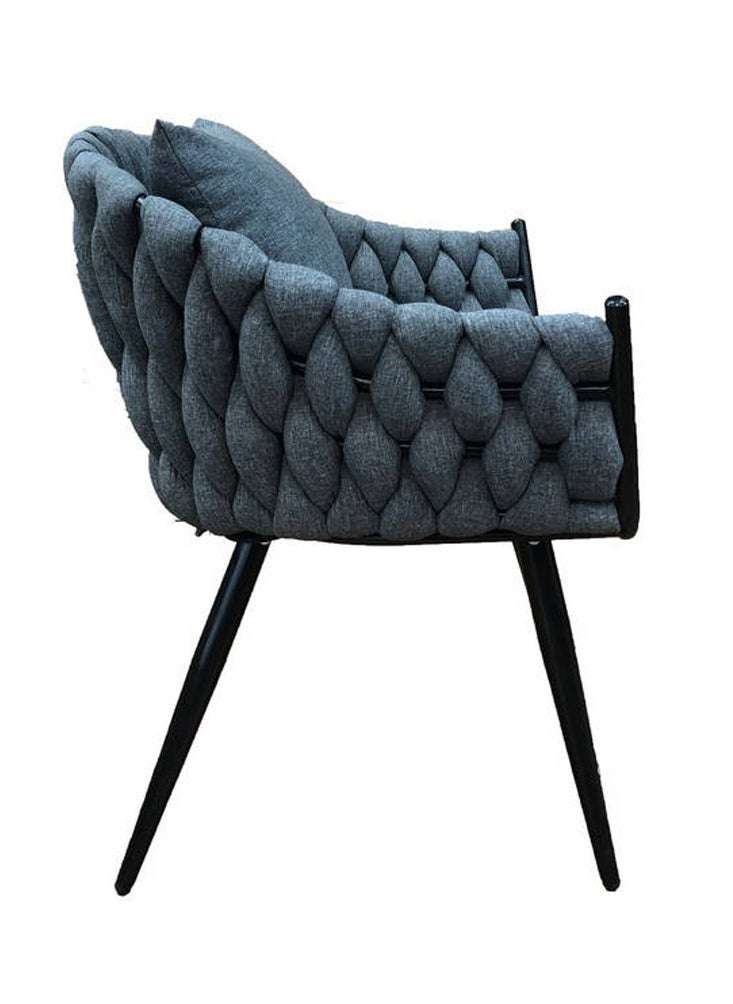 LANNY - Jeffcoco Furniture Outdoor garden Bistro sofa chair, patio furniture, woven metal frame, sponge seat, Outdoor balcony single sofa chair, waterproof grey cushion (one piece)) - Image 1