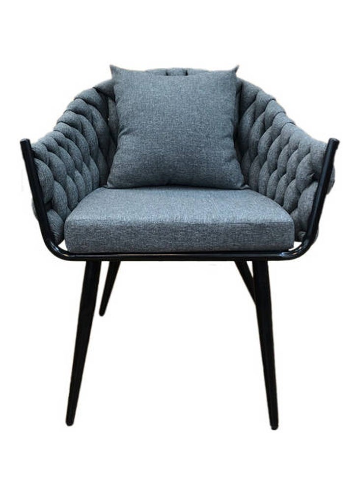LANNY - Jeffcoco Furniture Outdoor garden Bistro sofa chair, patio furniture, woven metal frame, sponge seat, Outdoor balcony single sofa chair, waterproof grey cushion (one piece)) - Image 1