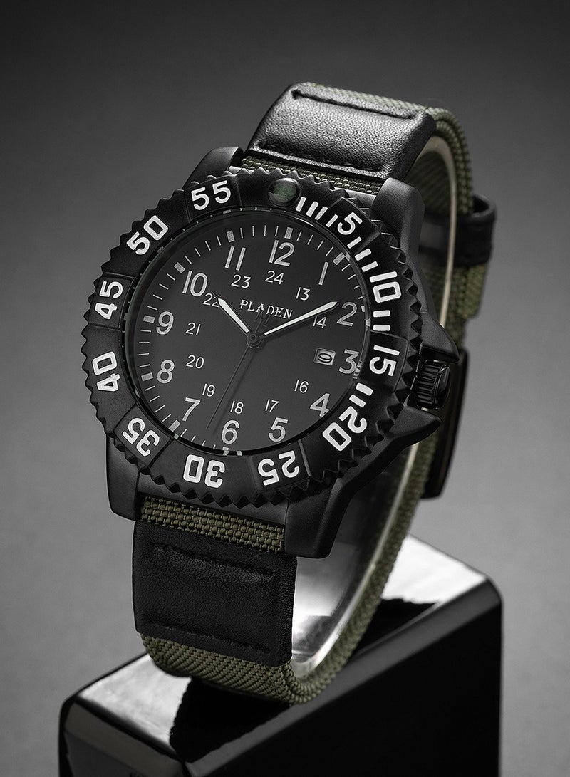 PLADEN Casual Outdoor Luminous Easy-to-Read Men's Waterproof Nylon Strap Quartz Watch - Image 1