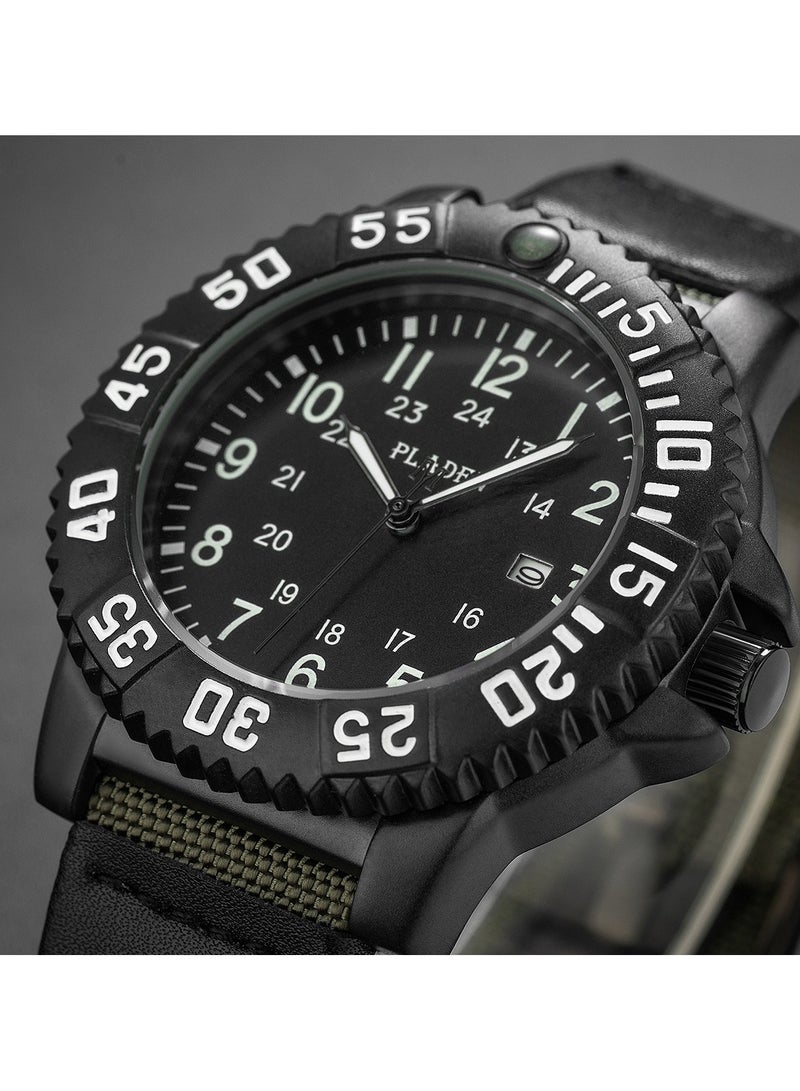 PLADEN Casual Outdoor Luminous Easy-to-Read Men's Waterproof Nylon Strap Quartz Watch - Image 5