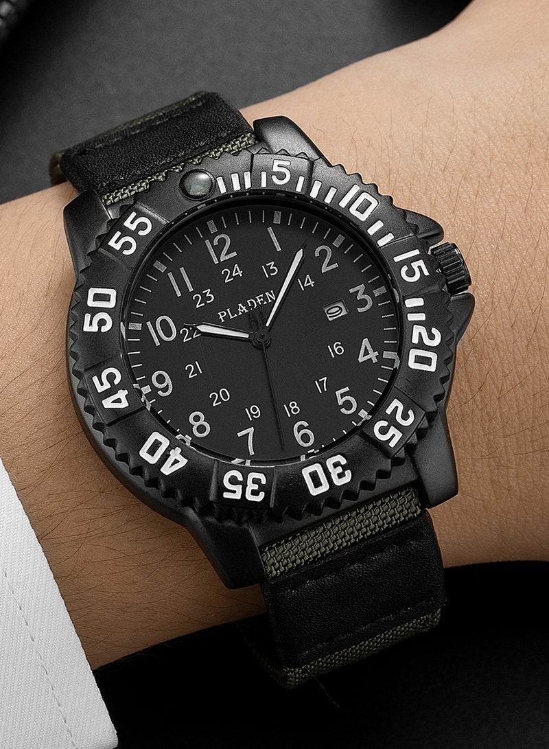 PLADEN Casual Outdoor Luminous Easy-to-Read Men's Waterproof Nylon Strap Quartz Watch - Image 3