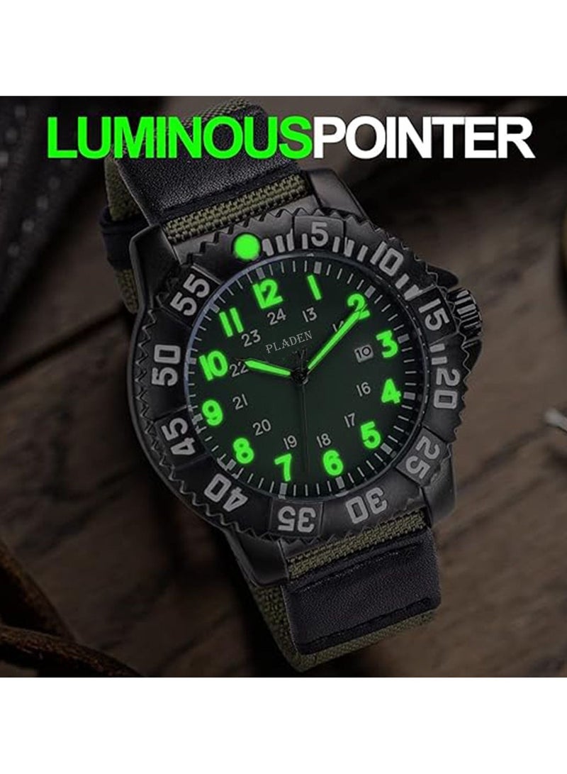 PLADEN Casual Outdoor Luminous Easy-to-Read Men's Waterproof Nylon Strap Quartz Watch - Image 4
