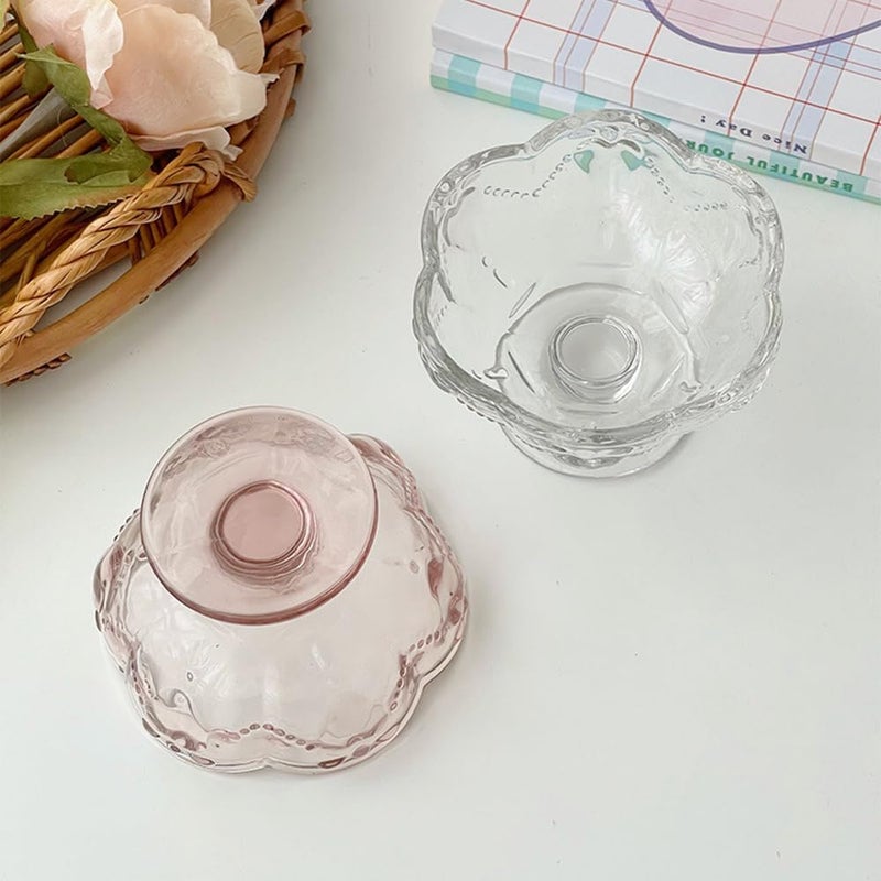 Onepine Set of 2 Footed Glass Ice Cream Dessert Bowls 140ml Transparent Glass Sundae Dishes Dessert Dishes Height 7cm Glass Dessert Bowls for Dessert Ice Cream Sorbet Fruit and Pudding etc - Image 3