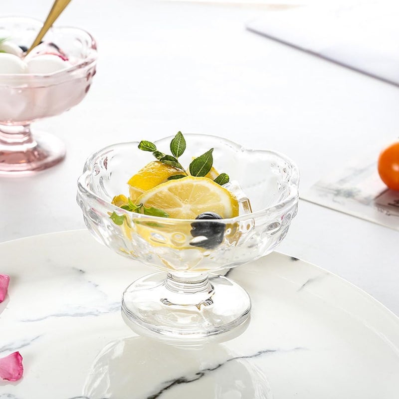 Onepine Set of 2 Footed Glass Ice Cream Dessert Bowls 140ml Transparent Glass Sundae Dishes Dessert Dishes Height 7cm Glass Dessert Bowls for Dessert Ice Cream Sorbet Fruit and Pudding etc - Image 5