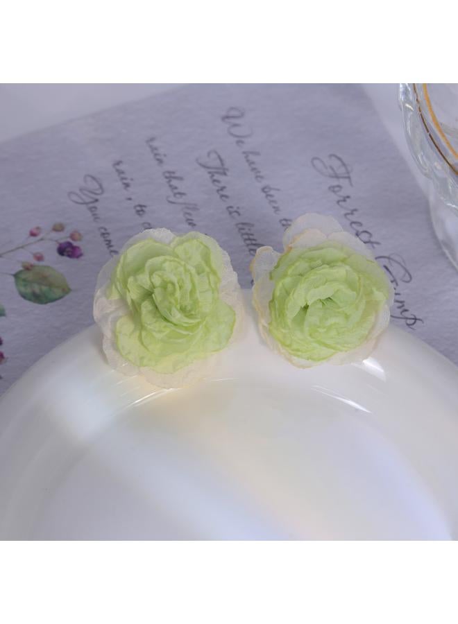 Fairy Contrast Color Atmosphere Burning Lace Flower Rose Handmade Earrings Gentle Summer Hong Kong Style Earrings 
