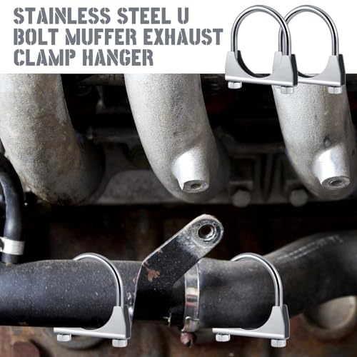 Datanly 2 Pcs 2-1/2" Exhaust Clamp Heavy Duty U-bolt Exhaust Clamp - Saddle Design Muffler Pipe Connector, Tip Hook Clip, Galvanized Iron, Fits 2.5" Od Pipes - Image 5