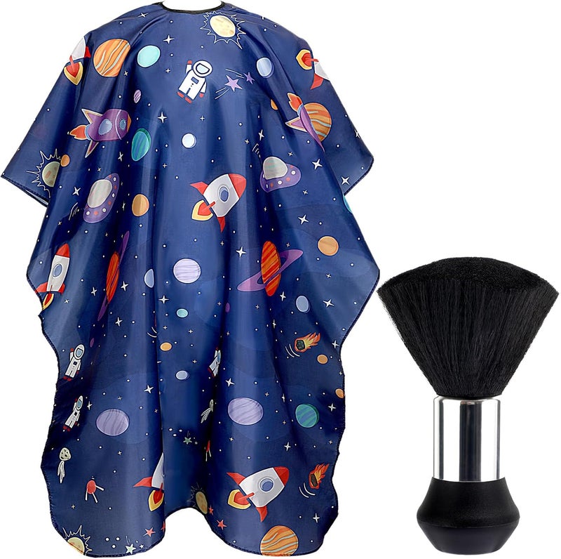 FEBSNOW Kids Hair Cutting Cape,Professional Kids Barber Cape and Neck Duster Brush Cartoon Hairdresser Apron with Adjustable Closure for Children Salon Barber Supplies for Kids & Adults 51x39 Inches - Image 1