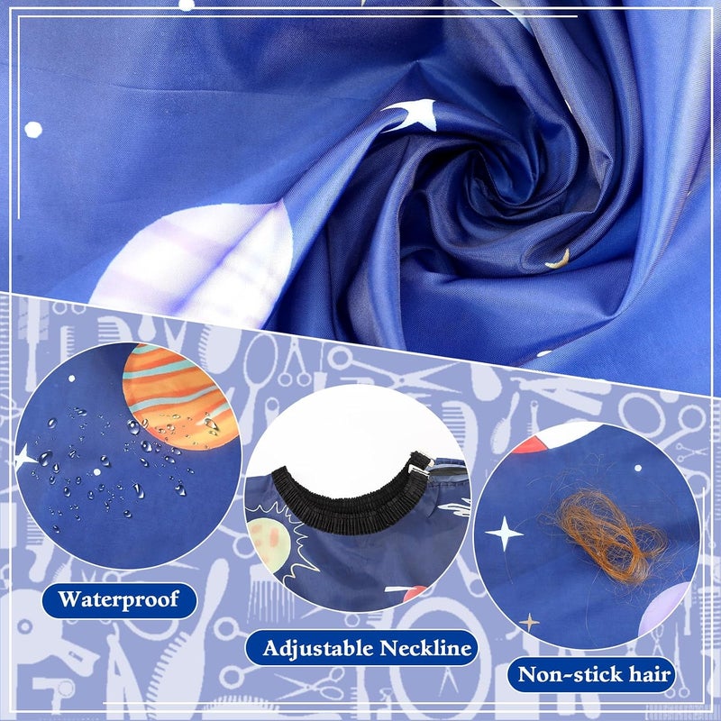 FEBSNOW Kids Hair Cutting Cape,Professional Kids Barber Cape and Neck Duster Brush Cartoon Hairdresser Apron with Adjustable Closure for Children Salon Barber Supplies for Kids & Adults 51x39 Inches - Image 3