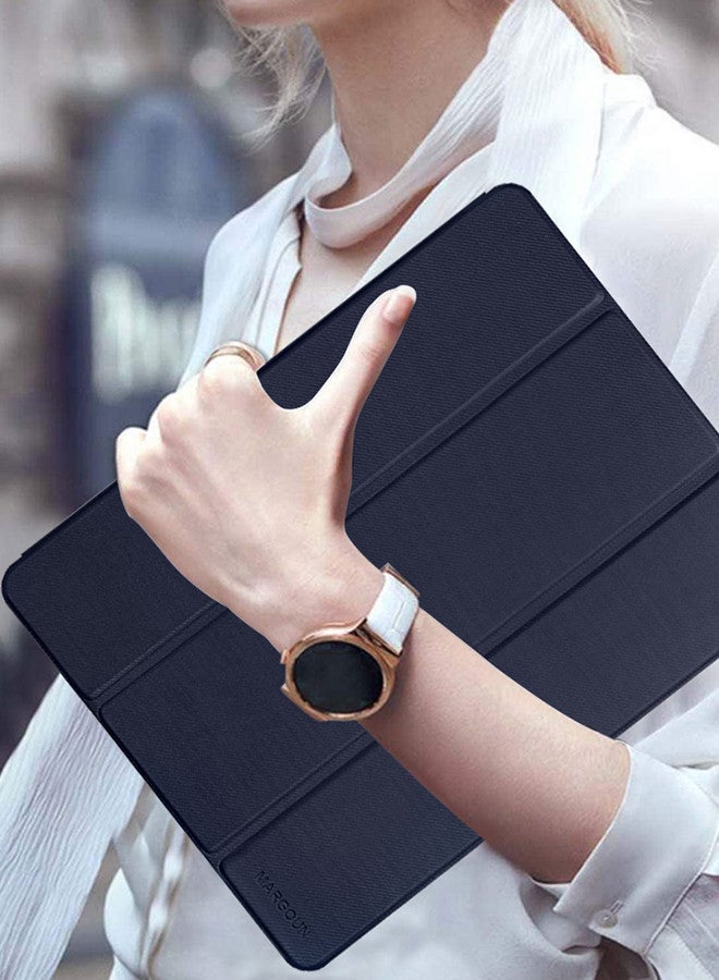 DUSALA (for iPad Air 13 2024) Folio Case Lightweight Slim Leather Cover with Pen Slot Shockproof Back Stand Cover Auto Wake/Sleep Dark Blue - Image 5