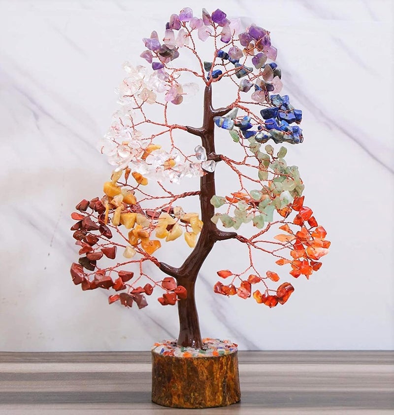 Crocon Chakra Tree of Life Gemstone for Positive Energy Seven Chakra Crystal Tree Healing Stones Feng Shui Money Bonsai Attract Good Luck Home Decoration Ornament Spiritual Gift - Image 2