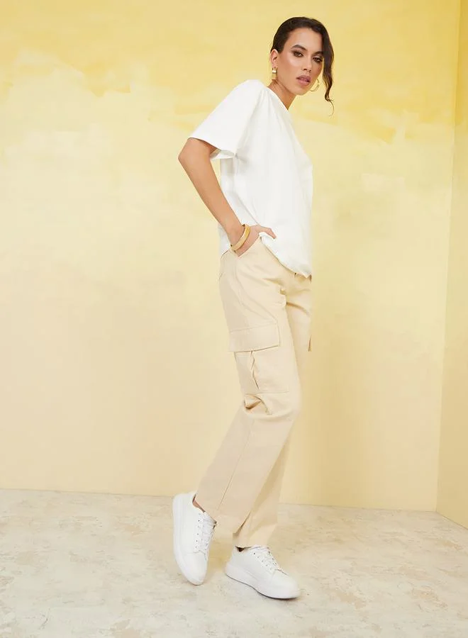 ستايلي Oversized Good Things Are Coming Slogan Longline T-Shirt