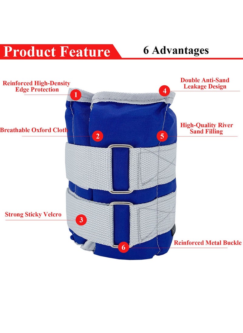 Qiccijoo Ankle Weights Set 1 Pair 4Kg(8.8Lb) Workout Ankle Weights For Women Or Men Wrist Leg Weights For Fitness,Running,Walking,2*2Kg(4.4Lb) - Blue  - Image 3