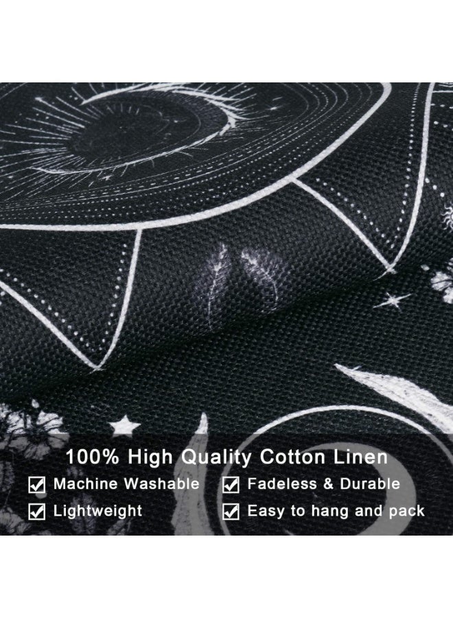 Beauenty 2 Pack Black and White Sun and Moon Tapestry, Aesthetic Moth and Flower Tapestries for Room Wall Hanging, Small Tapestries for Bedroom Decor, 13.8 x 19.7 Inches - Image 2