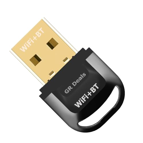 GR Deals Dual Band 2.4/5Ghz USB WiFi+Bluetooth 5.2 Adapter. Plug & Play Dongle for PC, Laptops, Keyboards, Mice, Headsets. Long Range. (Black). (Pack of 1) - Image 1