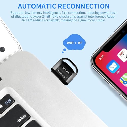 GR Deals Dual Band 2.4/5Ghz USB WiFi+Bluetooth 5.2 Adapter. Plug & Play Dongle for PC, Laptops, Keyboards, Mice, Headsets. Long Range. (Black). (Pack of 1) - Image 4