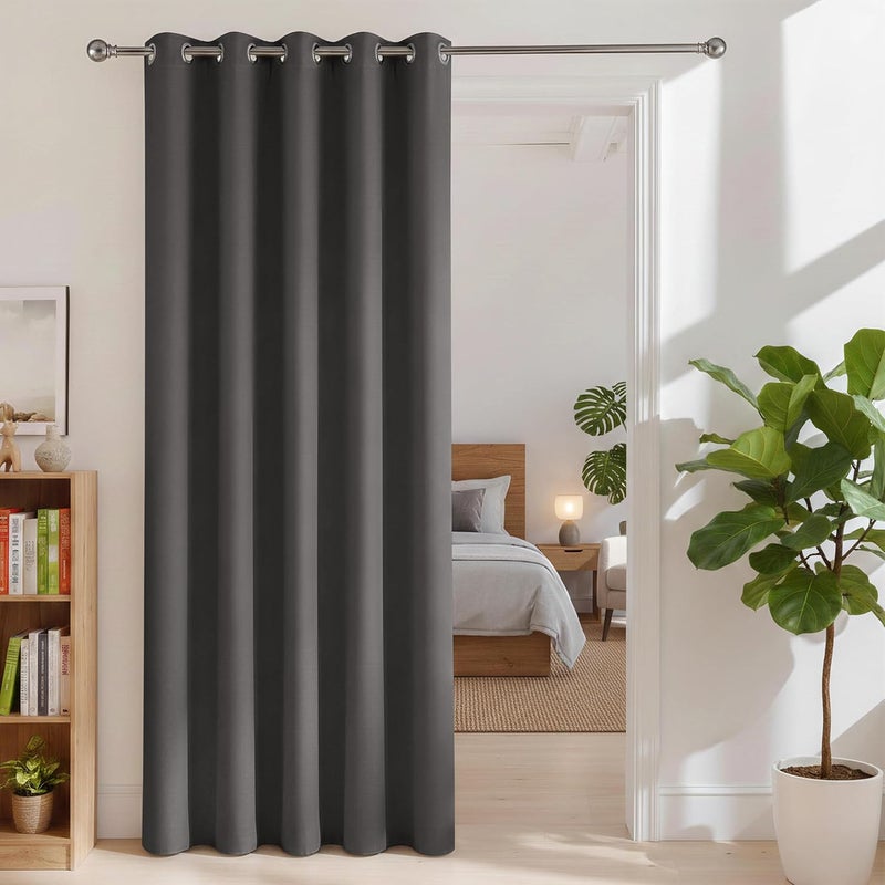 BONZER Room Dividers Curtain - Room Darkening Privacy Noise Reduce Thermal Insulating Window Curtains for Bedroom Living Room Doorway, 96L x 60W Inch (8L x 5W ft), 1 Panel, Dark Grey - Image 1