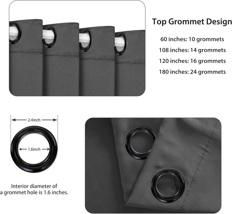 BONZER Room Dividers Curtain - Room Darkening Privacy Noise Reduce Thermal Insulating Window Curtains for Bedroom Living Room Doorway, 96L x 60W Inch (8L x 5W ft), 1 Panel, Dark Grey - Image 2