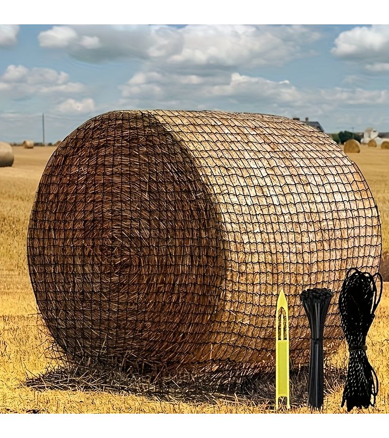 6ft x 6ft x 6ft Round Bale Hay Net with Knotless Design for Slow Feeding Suitable for Various Livestock - Image 1